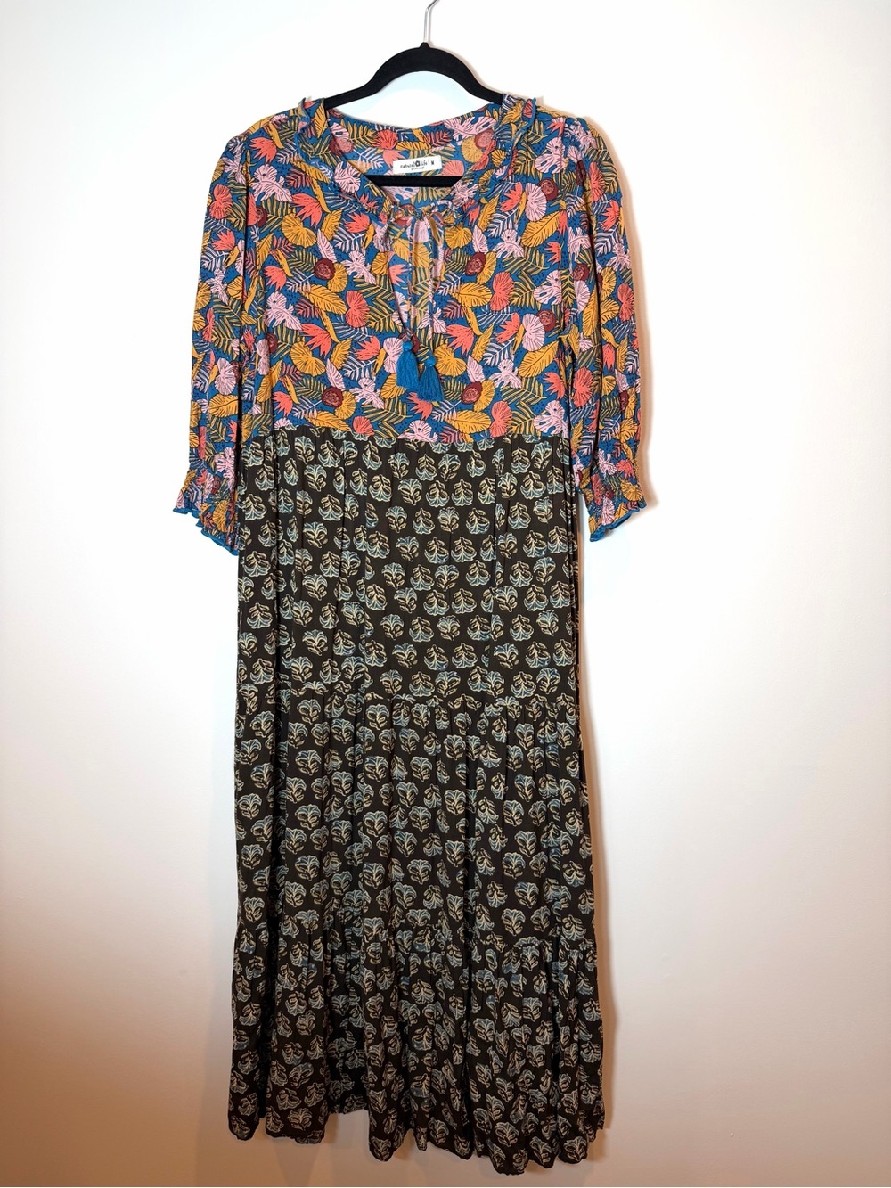 Natural Life Nova Mixed Print Floral Bohemian Maxi Dress Size Medium